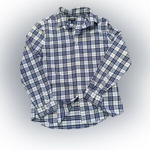 Express Men’s Blue & White Modern Fit Long Sleeve Plaid Button-Down Shirt M